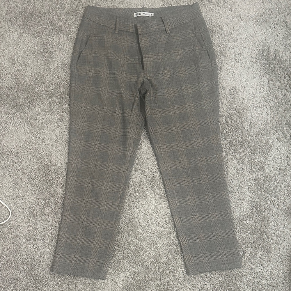 ZARA Women’s Gray Plaid Pants